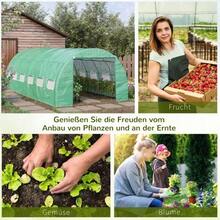 Outsunny 6x3x2m Plastic Tunnel Greenhouse With UV Protection, Accessible, Roll-Up Tarps, Steel Tube Frame, Green - Green - View 6