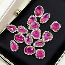 1 Pack 20pcs Rose Red Lace Rhinestone Hand-Sewn DIY Clothing Accessories, Shoes, Hats, Bags, Hair Accessories - Rose Red - View 4