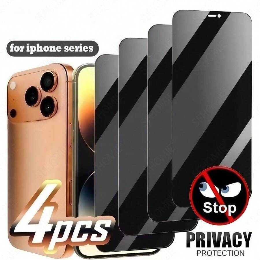 4片裝 11 12 13 14 15 16 17 Pro 14 15 16 Plus 17 Air 系列隱私鋼化玻璃螢幕保護貼，28°側視隱私，9H鑽石硬度，98%透光率，防刮，高畫質觸控精準，適合辦公/通勤