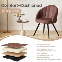 Extendable Dining Table And Chairs Set Of 4/Set Of 6, Round Table With Upholstered Brown PVC Chairs For Dining Room,Kitchen - Brown Table + Brown PVC Chair - View 9