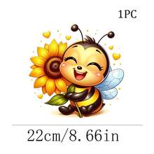 1/2/3pcs Sunflower & Little Bee Heat Transfer Stickers, Cute Healing Spring Floral DIY Prints, Suitable For Kids T-Shirts, Canvas Bags, Dresses - Multicolor - View 9