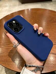 VRNOEI New Luxury Deep Blue Phone Case, Compatible With IPhone 17, 16, 15, Pro 14 Plus 13, 12, 11, 17 Pro Max Air Plus, Anti-Drop Smooth Protective Shell, Durable, Minimalist Design, Premium Material - Dark Blue - View 3
