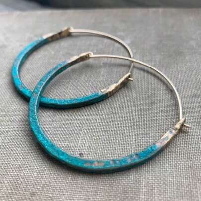 Vintage Minimalist Round Geometric Blue Pendant Earrings, Niche Women's Accessories, Suitable For Daily Wear, Beach Vacation, Bohemian Party, Holiday Gathering, Simple Unique Geometric Design Gift Jewelry