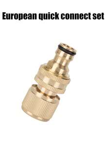 Garden Hose Quick Connectors, Male & Female Brass Water Connectors, 3/4" American Brass Hose Quick Connectors, 3/4" European Thread Connectors, Solid Brass, 3/4" GHT Thread, Leak-Free Water Pipe Connectors, Quick Connection Kit - Multicolor - View 13