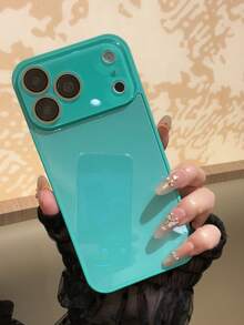 奢華純色亮面玻璃手機殼，相容 iPhone 17 Pro Max 16 15 14 13 12 11 Pro Max，鏡頭保護，極簡純色可愛優雅手機殼，相容 iPhone 17 Pro Max 16 Pro Max 17 Pro 15 Pro Max 14 Pro Max 13 Pro Max - 墨綠色 - 查看 3