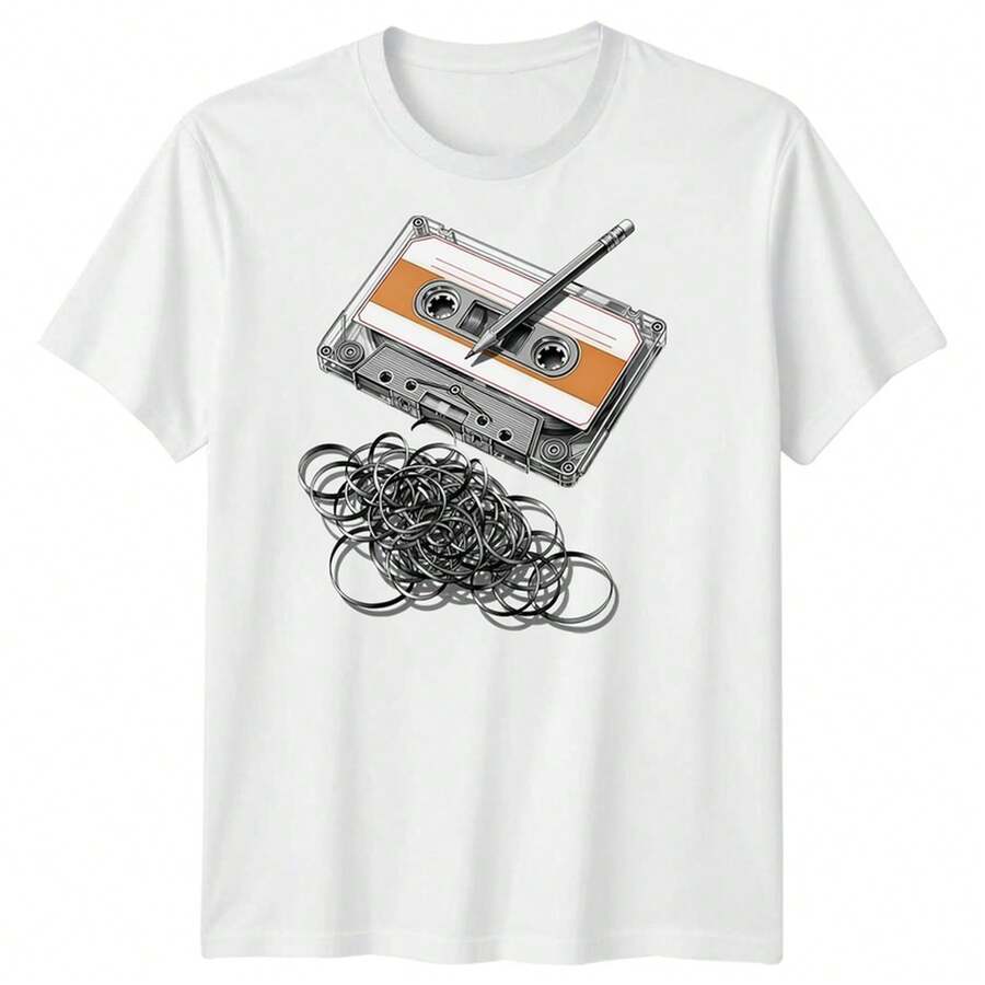 Camisa de hombre con diseño de cinta de casete, música retro, nostalgia de los 80 APEA - Blanco - Ver 1