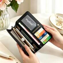 Women's Long Wallet, Minimalist Solid Color Large Capacity Multi-Card Slot Clutch, Suitable For Daily Use And Holiday Gifts - Multicolor - View 2