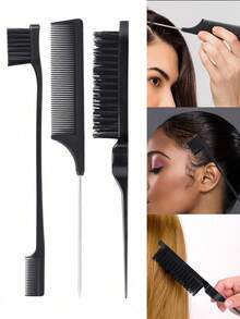CHIGO 6pcs Hair Comb Set, Includes Wide Tooth Comb, 9-Row Brush, Massage Comb, Detangling Comb, Tail Comb, Edge Comb, Parting Comb And Styling Comb, Suitable For All Hair Types Salon Combs, Detangles Hair (Includes 1/3/6pcs Set) - Multicolor - View 8