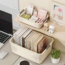 6 Keranjang Penyimpanan Tipis dengan Pegangan, Sempurna untuk Pengorganisasian Dapur dan Kamar Mandi, Keranjang Penyimpanan yang Dapat Ditumpuk dan Disusun, Mudah Dirakit, Keranjang Rak Buku Hemat Ruang, 1/4/6pcs - MultiWarna - View 9