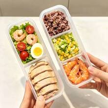 5pcs Airtight Food Storage Box, Meal Prep Containers - Multi-Compartment Reusable Lunch Box For Fridge, Home, Kitchen, School, Work And Travel. Food Container, Snack Container, Adult Portion Control Lunch Box, Lunch Bento Box, Fruit Serving Tray. - Transparent - View 10