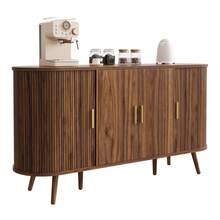 Sideboard With Sliding Doors - Walnut And Groove Design - Walnut - View 1