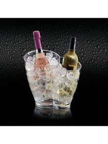 BarCraft Wine Cooler Bucket, Double Sided Design For 2 Bottles, Plastic, Transparent, 7 Litres Father's Favorite Gift - View 2