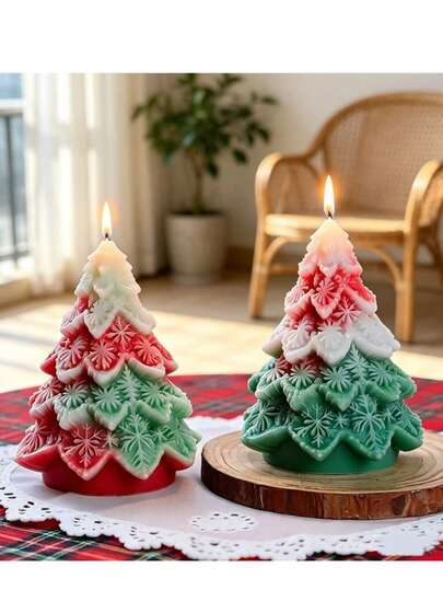 1pc Snowflake Christmas Tree Scented Candle Silicone Mold DIY Christmas Tree Aromatic Plaster Ornament Decoration Silicone Mold