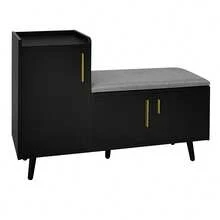 Modern Shoe Storage Bench With Seat - Black - 黑色 - 查看 6