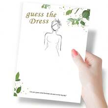 The Dress Bridal Shower Game Cards, Green Eucalyptus Gold Foil Design Sketch Game, Suitable For Bride-To-Be, Wedding Party Drawing Activity Cards, Elegant Botanical Style Bridal Shower Decor - the Dress - View 2