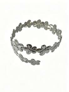 1pc Elegant Creative Versatile Niche Design Delicate Flower Arm Cuff Suitable For Women's Daily Wear - Silver - View 2