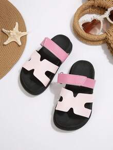 Girls' Bow Knot Slide Sandals With Adjustable Back Strap, Princess Style Hook And Loop Closure, Non-Slip Soft Sole Beach Shoes For Summer - Pink - View 2