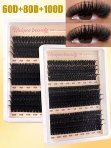 240pcs 30D+40D+50D/60D+80D+100D Mixed Plush Eyelash Extension Set, Individual Eyelash Extension Pieces For Length, Volume And Curl, 10-16mm Mixed Tray Lashes, Wedding Bridal Makeup Tools, Black Eyelash Extension Set, Large Capacity Personal Eyelash Extension Book, Suitable For Home Use, Black Single Cluster Lashes For Daily Makeup, Upgraded Gift Box Eyelash Clusters, Eyelash Clusters, Single Lashes, False Eyelashes - View 2