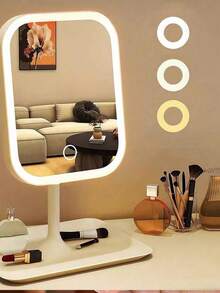 Espejo de maquillaje LED, 3 modos de iluminación, control táctil, soporte portátil, plegable para almacenamiento, espejo de maquillaje de viaje, espejo de maquillaje LED portátil recargable - Adecuado para maquillaje diario, viajes, dormitorio, escritorio de oficina, coche, apartamento pequeño, también un regalo de Navidad ideal para mujeres - Multicolor - Ver 4