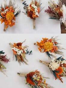 1/2/6/12/20pcs Boho Mini Artificial Flower Bouquet Set, Small Vase Tabletop Floral Decor, Envelope Gift Box Ornaments - Multicolor - View 1