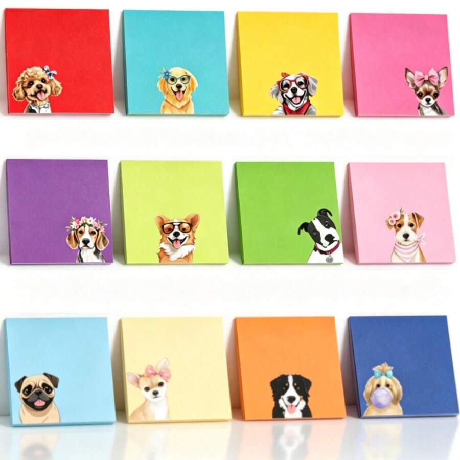 Puppy Sticky Note Set | 3-Inch Self-Adhesive Kawaii Memo Pad | Must-Have Desk Decor For Dog Lovers | Cute Dog Stationery Gift, Healing Item For Students & Office Workers - Dog - View 1