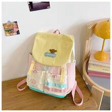 1 pièce Sac à dos pliable et spacieux avec combinaisons de couleurs pour les étudiantes, pour l'école et les voyages - Vert [avec pendentif lune] - Voir 7