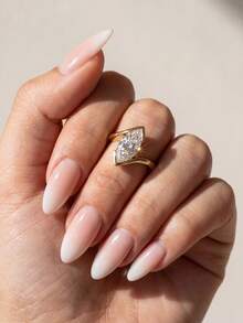 1pc Pear-Shaped Cubic Zirconia Elegant Ring, S925 Sterling Silver Plated Platinum, Exquisite Jewelry For Daily Wear, Gift - Design Marquise Ring - View 3