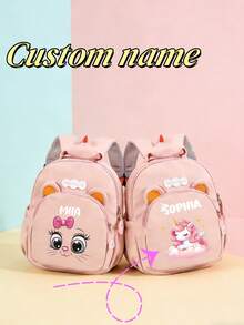 Kids Accessories Mini Back To School Personalized Bear Backpack Cute Cartoon Princess Cat Unicorn Bow Print Nylon Adjustable Strap Birthday Gift Daily - Multicolor - View 3