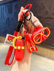 1pc Colorful Summer Fun Fins And Diving Mask Keychain, Creative And Stylish Exquisite Bag Charm For Men, Women, And Couples, Beach And Ocean Themed - Multicolor - View 10