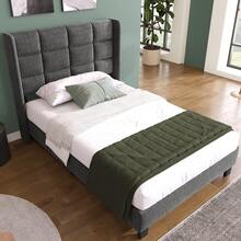 Modern Bed Frame With Linen Grey Cover - 90x200cm - 灰色 - 查看 3