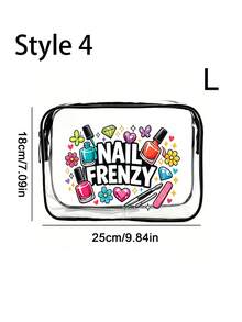 Cute Nail Art Themed PVC Makeup Travel Bag - Perfect For Brides And Nail Technicians; Heart-Shaped Makeup Pouch Is A Must-Have Gift For Women's Birthdays And Honeymoons - Multicolor - View 15