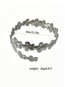 1pc Elegant Creative Versatile Niche Design Delicate Flower Arm Cuff Suitable For Women's Daily Wear - Silver - View 5