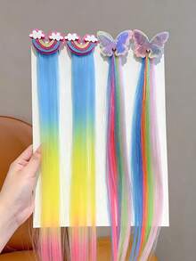1pc Cute Cartoon Pattern Rainbow Gradient Hair Clip, Suitable For Girls. Rainbow, Five-Pointed Star, Unicorn, Heart, Swan, Butterfly Patterns. Multiple Colors Available. Accessories For Cosplay/Party/Photoshoot. - Multicolor - View 5