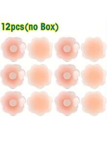 12pcs Reusable Nipple Covers, Strapless Invisible Self-Adhesive, Women's Lingerie And Underwear Accessories - Apricot - View 11