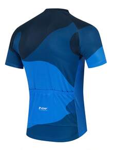 Men's New Outdoor Cycling Jersey, Spring/Summer Breathable Quick-Dry Short Sleeve Cycling Top, Slim Fit Thin Upper With 3 Back Pockets - Universal Version, Suitable For Cycling, Off-Road, Motorcycle Touring, Training - Blue - View 2