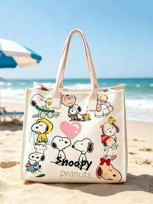 1 Peça Bolsa de Ombro Snoopy, Bolsa de Mão Multifuncional de Grande Capacidade com Estampa de Anime de Desenho Animado, Adequada para Compras, Escola, Armazenamento de Viagem, Também como Presente de Aniversário, Dia dos Namorados, Festa, Suprimentos de Volta às Aulas - A - Visão 3