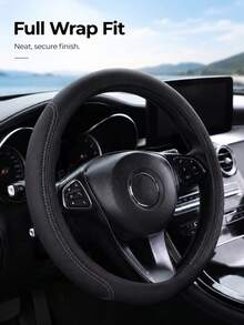 1 PU Leather 3D Comfortable Non-Slip Textured Car Steering Wheel Cover, Unlined, Stylish Car Interior Accessory, Suitable For Sedans, SUVs, And Trucks; Ideal For Daily Driving, Summer Heat Protection, And All-Season Interior Decoration - A - View 2