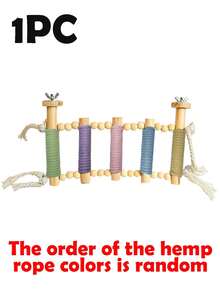 1pc Macaron Style Rope Woven Wave Parrot Ladder Perch, Colorful Bird Swing, Pet Climbing Ladder, Multi-Layer Interactive Bird Cage Accessory, Durable And Sturdy, Suitable For All Seasons, Fit For Cockatiels, Lovebirds, Squirrels And Other Small Animals - Cotton Rope Ladder 5-step - 1pc - View 11