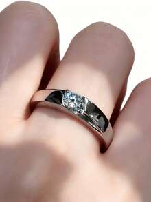 ConiiW Sepasang cincin perak sterling 925 berkualitas tinggi dengan moissanite 0,5 karat, cocok untuk kencan sehari-hari, acara formal, dan pertunangan. - Perak - View 5