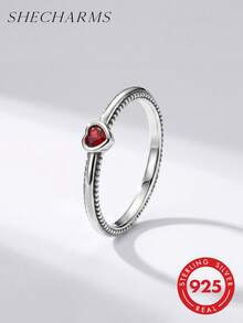 1 pieza Anillo de corazón con remache de plata de ley S925, anillo eterno, regalo de joyería delicada, accesorio diario, regalo de compromiso/boda - Estilo 6 - Ver 1