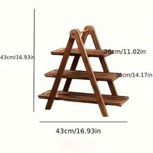 1pc 3-Tier Wooden Serving Tray, Rosewood Hardwood, No Power Required, Kitchen Storage Rack, Suitable For Home, Hotel, Restaurant Buffet Display - Multicolor - View 10