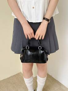 Women's Fashion Boston Handbag, Versatile Commuter Crossbody Bag - Black - View 3