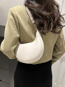 2024新款法式通勤女包 時尚休閒單肩包 紋理質感優雅腋下包 - 白色 - 查看 7