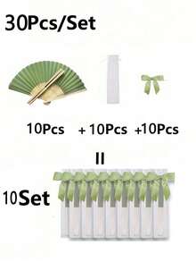 1/3/15/30pcs Wedding Handheld Fan Set, Green Folding Hand Fan With Tulle Bag And Bow, Home Decor, Suitable For Wedding Bride Favors, Bridesmaid Gifts, Holiday Essentials, Bachelorette Party, Teacher Appreciation Gifts, Room Decoration, Perfect Summer Accessory - Multicolor - View 9