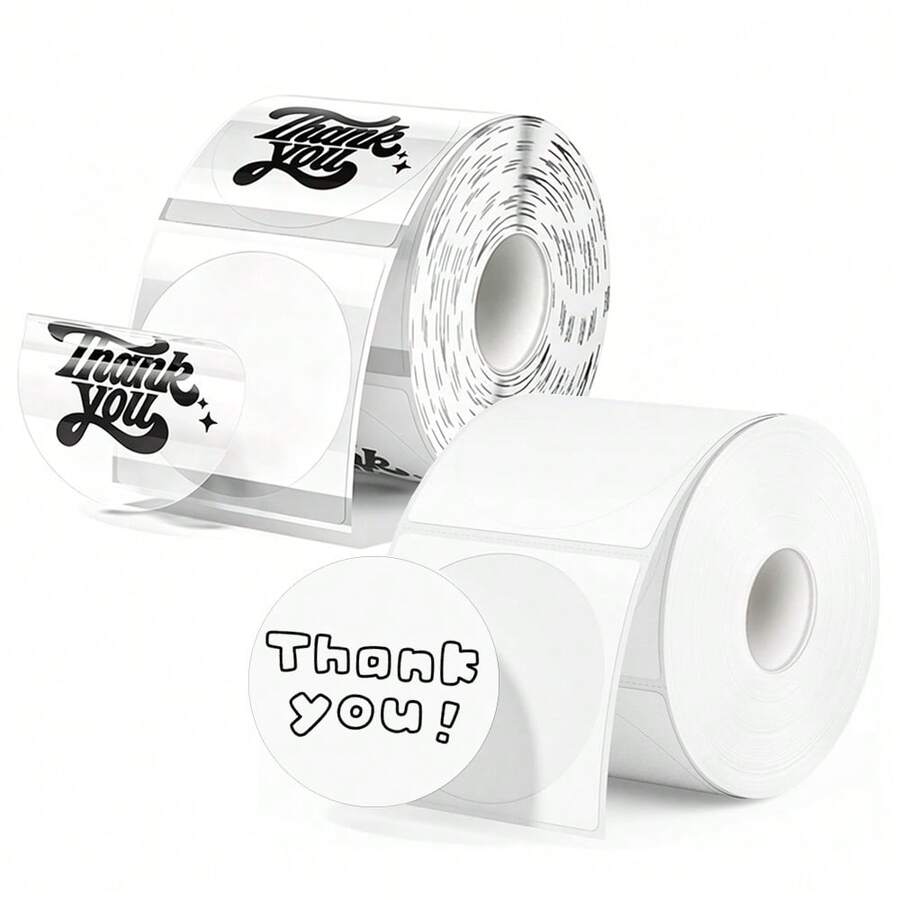 50mm/30mm Round Thermal Label Paper Transparent/White Self-Adhesive Paper Waterproof, Oil-Proof, Scratch-Resistant, Tear-Proof, Compatible With M110/M150/P50/M221 - Round - View 1
