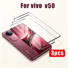 3片裝 3D 曲面鋼化玻璃螢幕保護貼，適用 X300 Pro/X300/V70/Lite/V50/V50 Lite/X200 Pro，高清全螢幕，防刮耐磨，易於安裝 - 無色 - 查看 5