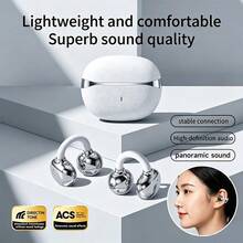 2026新款紫色時尚TWS藍牙6.0耳機 電量顯示 Hi-Fi ACS氣傳導耳機 360°環繞情侶耳機 智慧觸控 超長待機 快充 適用與Android 萬聖節禮物 - 查看 3
