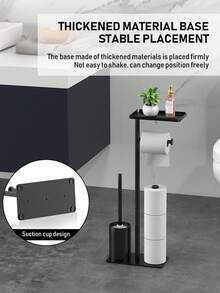 1pc Easy Install Freestanding Toilet Paper Holder With Storage - No Drilling Required, Wrought Iron Bathroom Storage Rack, Bathroom Decor, Autumn Decor - Multicolor - View 6