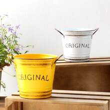 1/2/3pcs American Vintage Letter Double-Ear Metal Flower Pot, Suitable For Succulent Plants, Cosmetic Storage, Desktop Organizer, Living Room/Outdoor Garden Decor, Pen Holder, Flower Bucket - Flowerpot - View 5