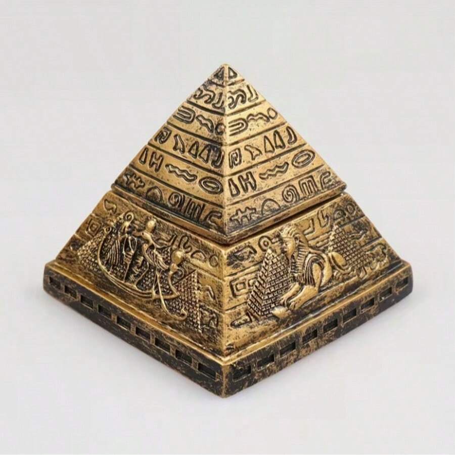 Egyptian Pyramid Desktop Ornament, Antique Style Home Decor, Creative Vintage Storage Box, Perfect Choice For Holiday And Room Decoration - A - View 1